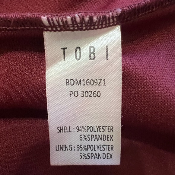 TOBI Wine Deep Plunging Halter Gown with Front Slit - Picture 7 of 8